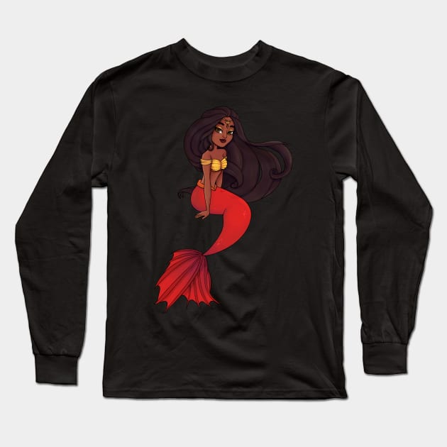 Indian Mermaid Long Sleeve T-Shirt by Twkirky